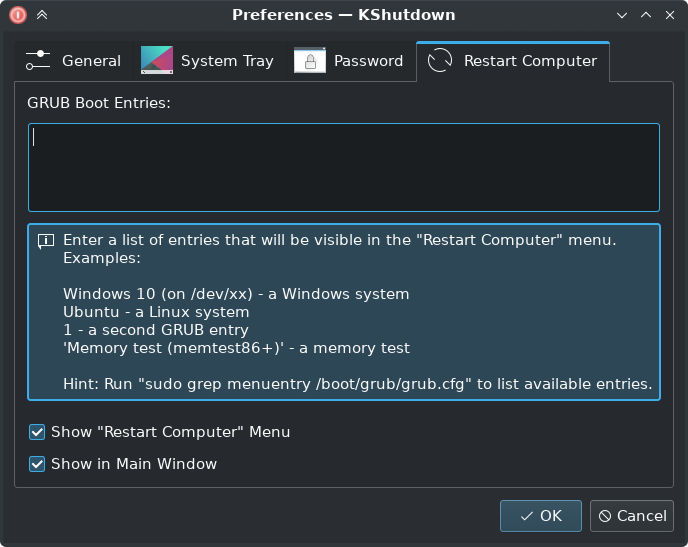 Boot entries