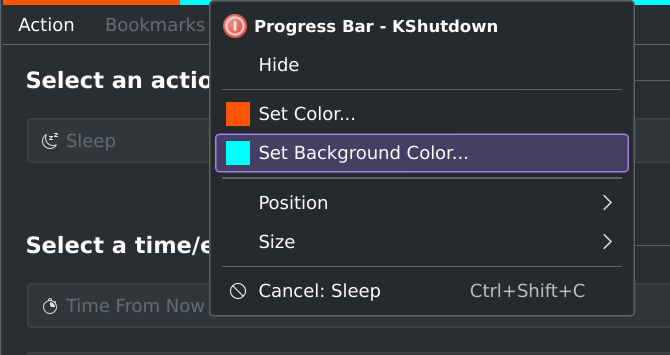 Progress Bar context menu